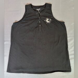 Torrid Heritage Moon Graphic Tank Top Size 1 Plus Size Black Sleeveless Henley